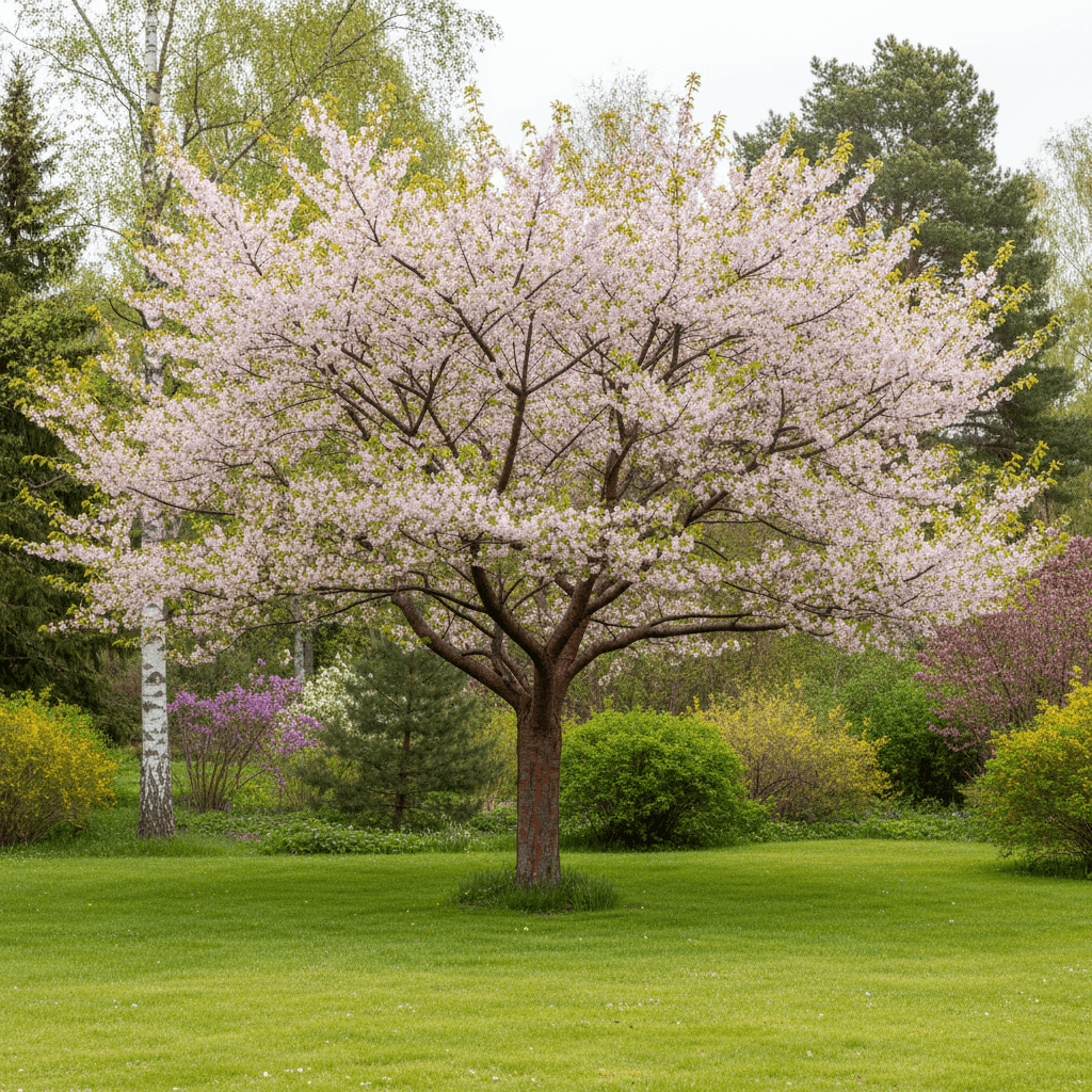 Bergkörsbär – rosa blomning i april