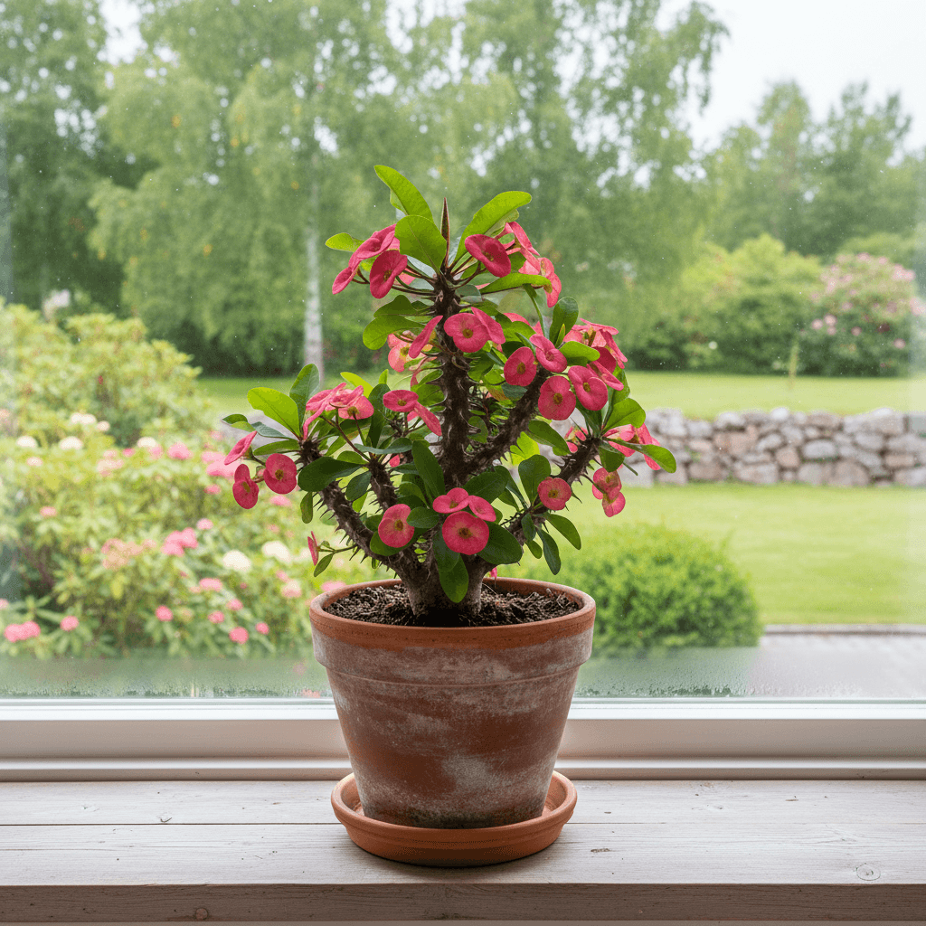 Kristi törnekrona – blomstrar året om inomhus