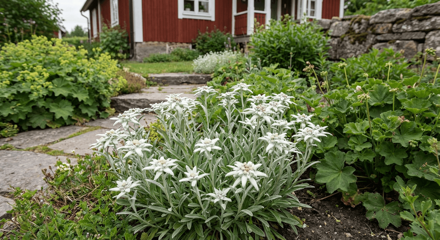 Edelweiss – silvervita alpblommor för stenpartiet