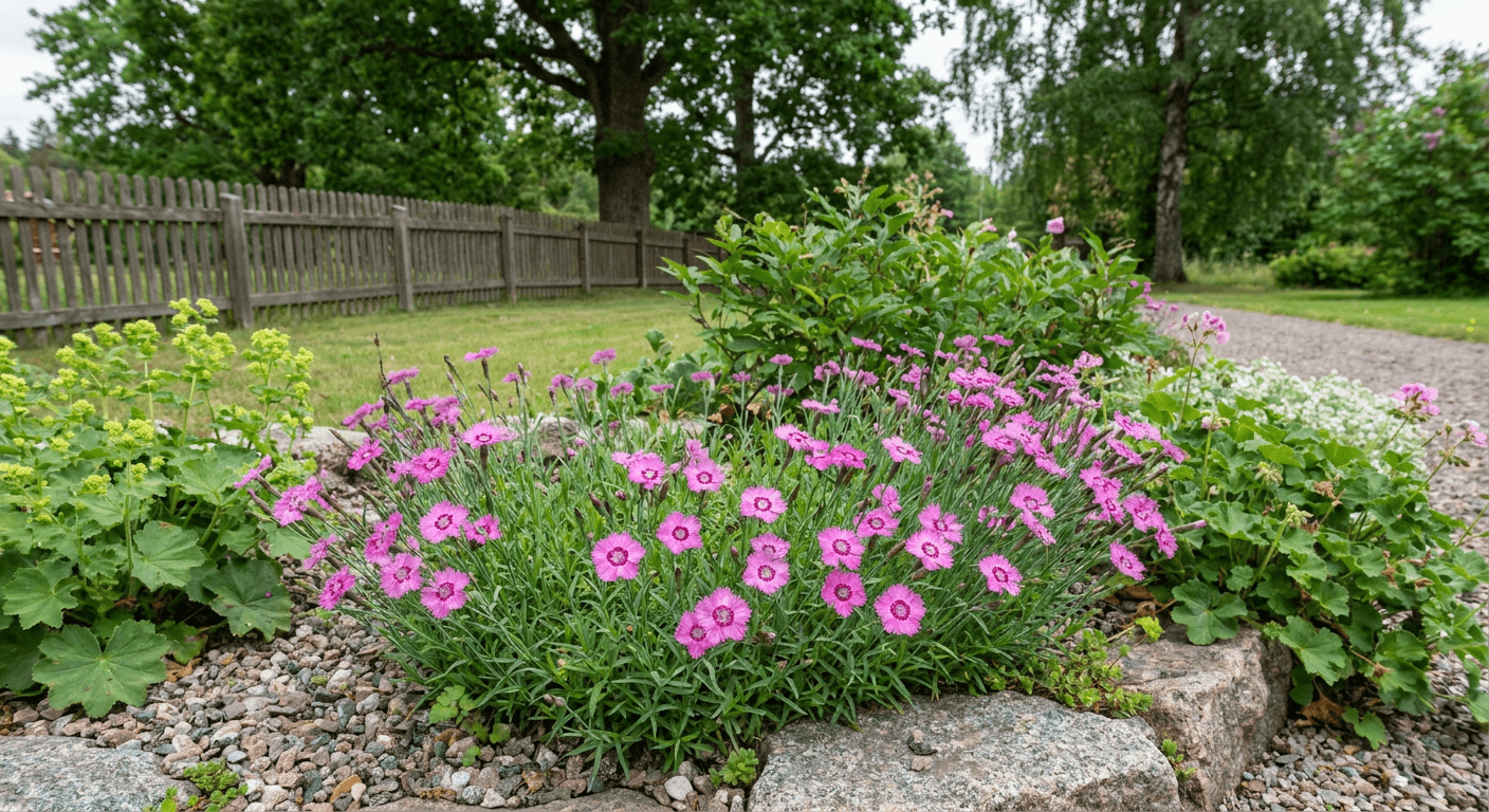 Backnejlika – rosa mattbildare för stenpartier