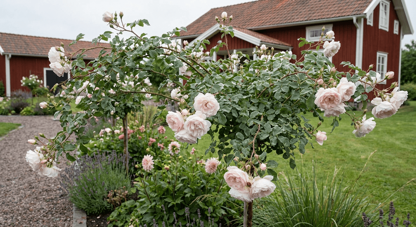 Ros 'Stanwell Perpetual' – återblommande pimpinellros