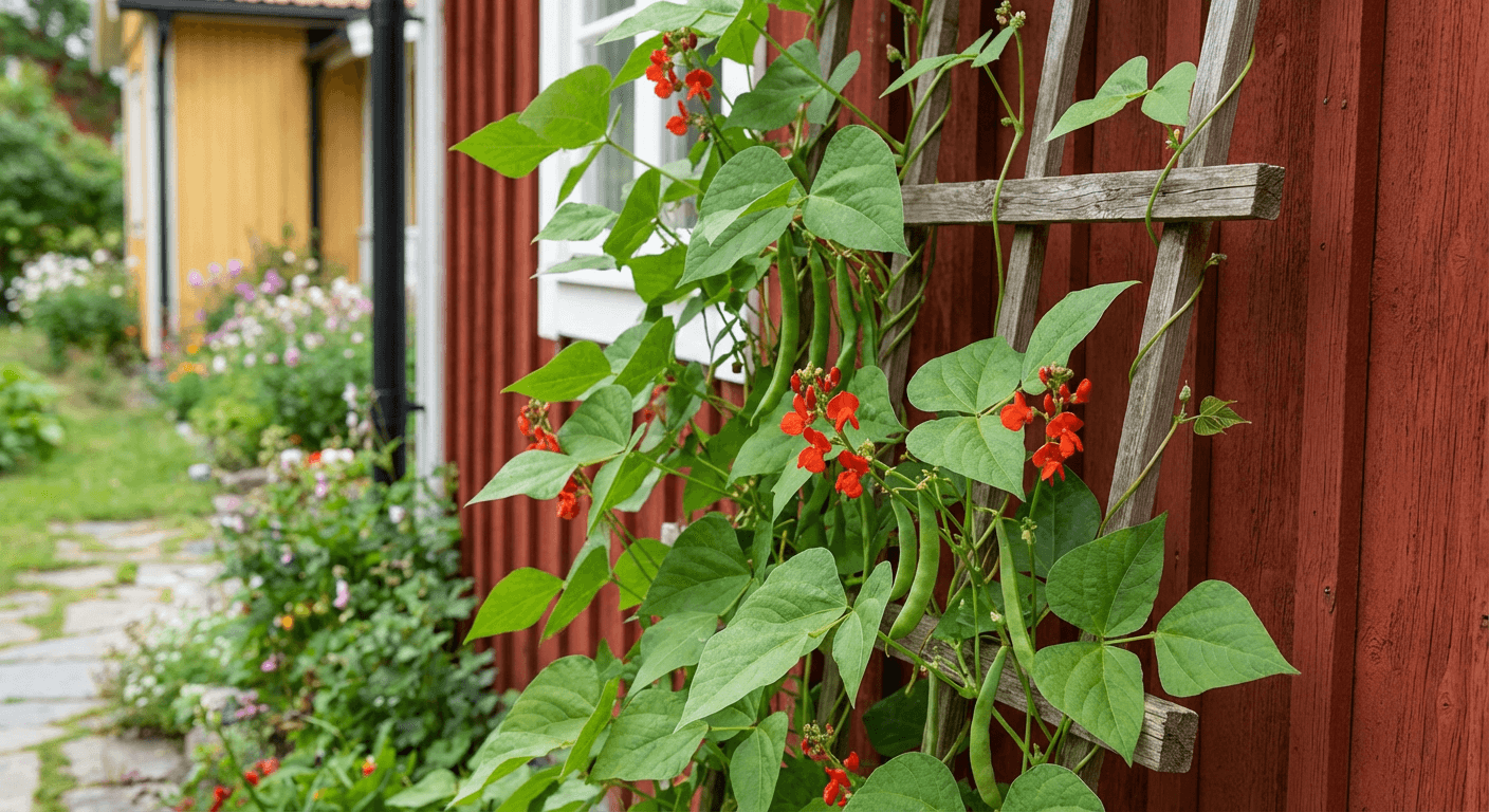 Rosenböna – klätterväxt med ätliga blommor och baljor
