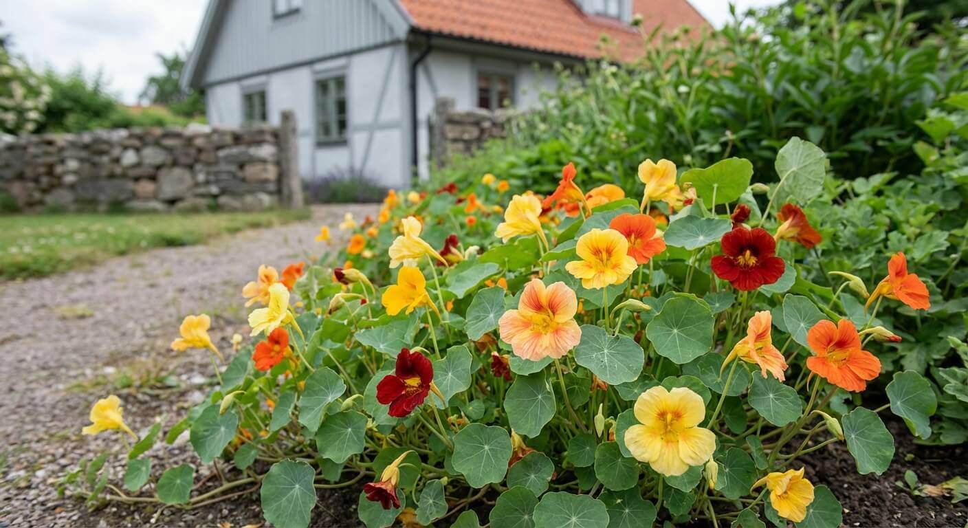 Indiankrasse – ätbar sommarblomma för sol och rabatt