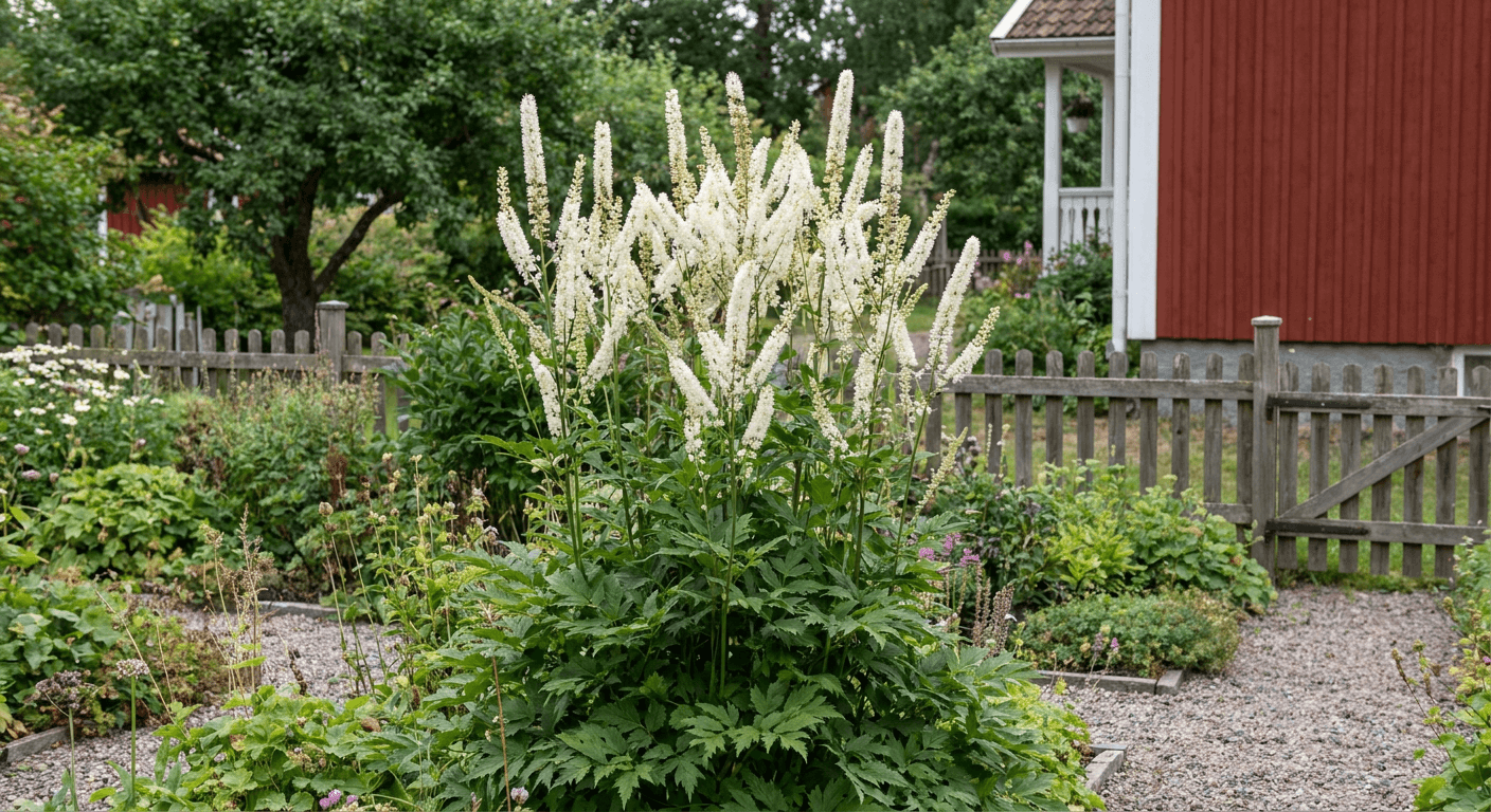 Läkesilverax – vita blomspiror i sensommar