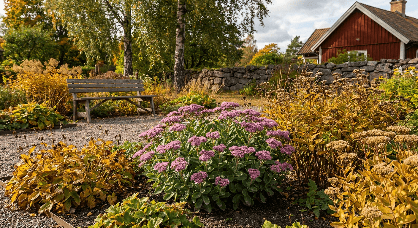 Liten kärleksört – rödviolett till rosa höstblom för soliga lägen