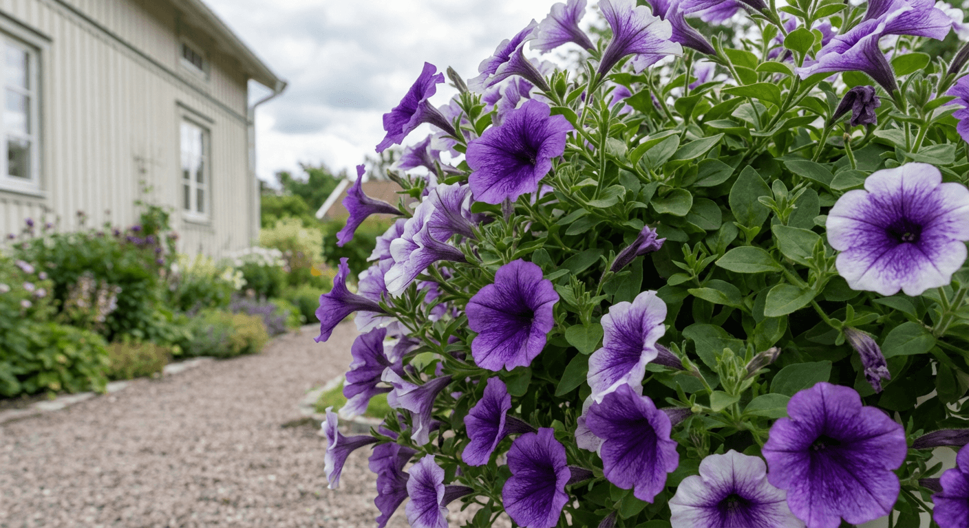 Surfinia-petunia – hängande blomsterkaskader för amplar
