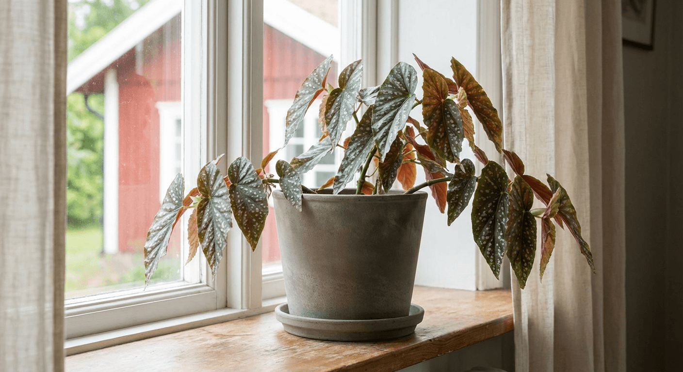 Forellbegonia – silverfläckiga blad inomhus