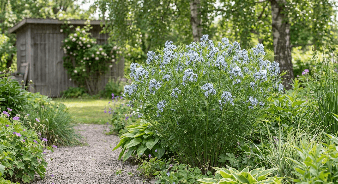 Amsonia – härdig perenn med blå blommor och gyllengul höst