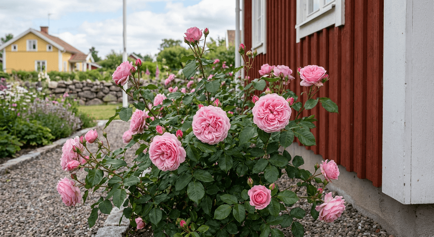 Ros 'Leonardo da Vinci' – djupt rosa blomning juni–oktober