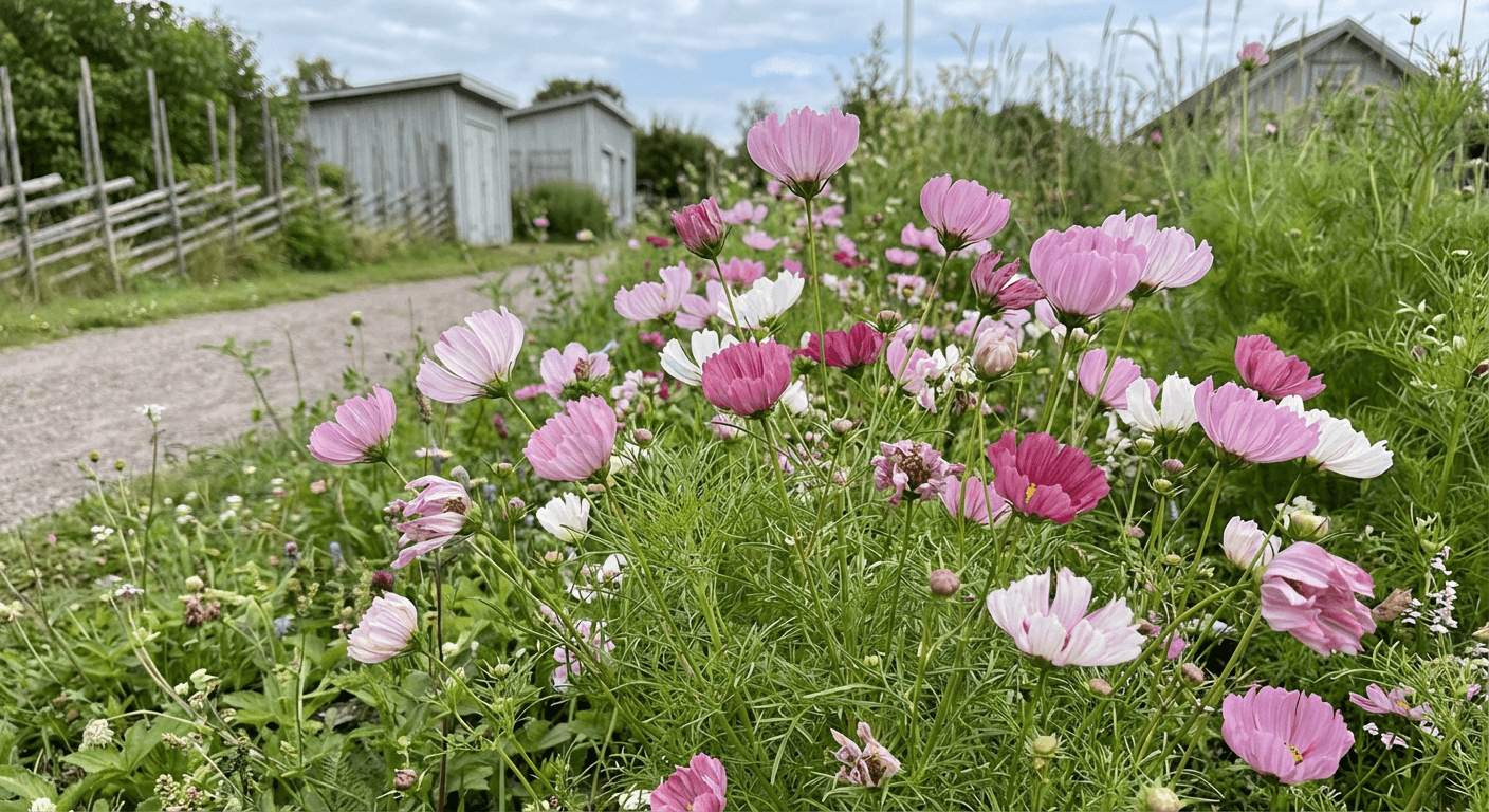 Rosenskära 'Sea Shells' – snäckskalblommor för rabatter