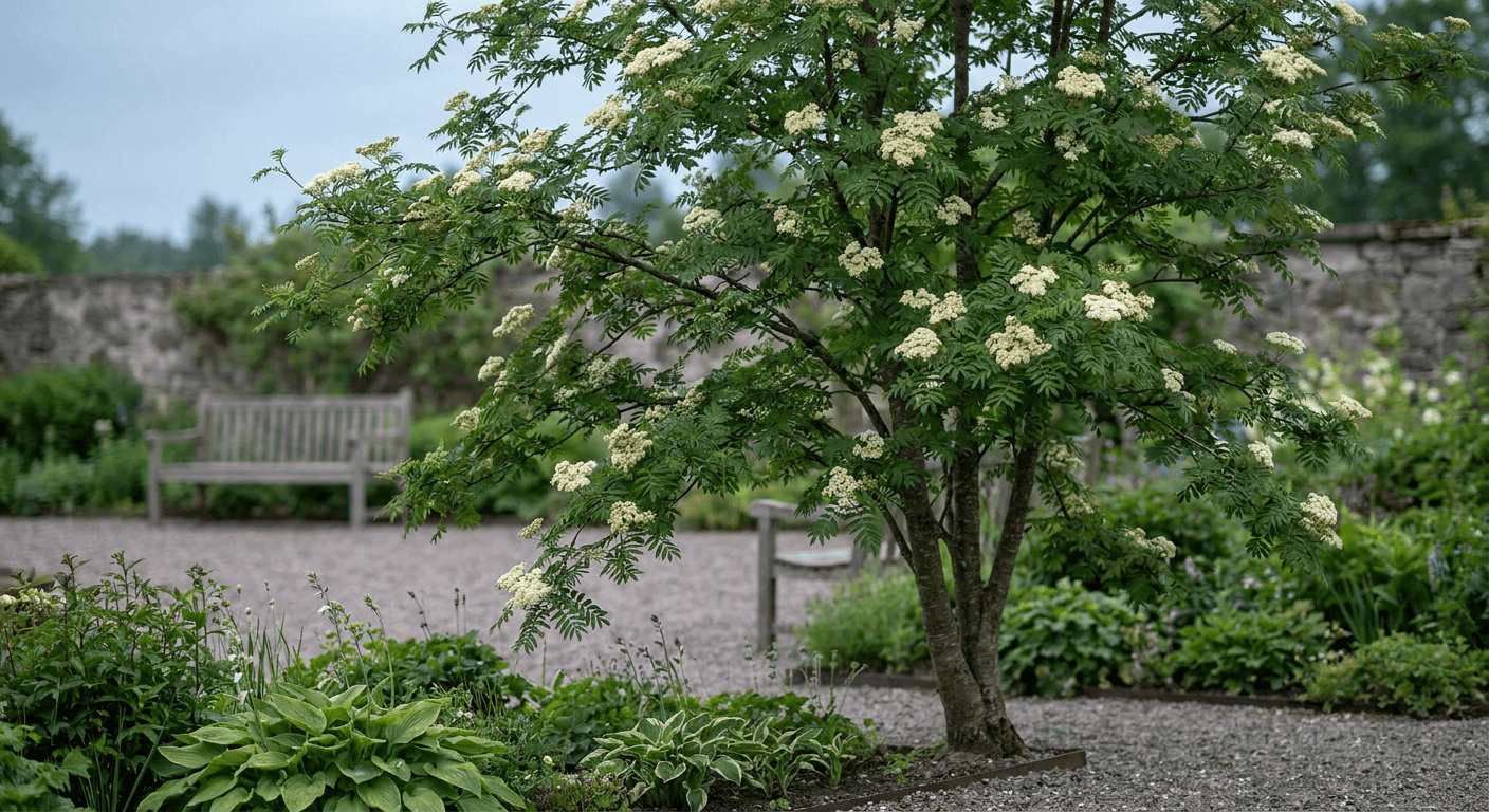 Pärlemorrönn 'Summer Lace' – flikigt bladverk och höstbär