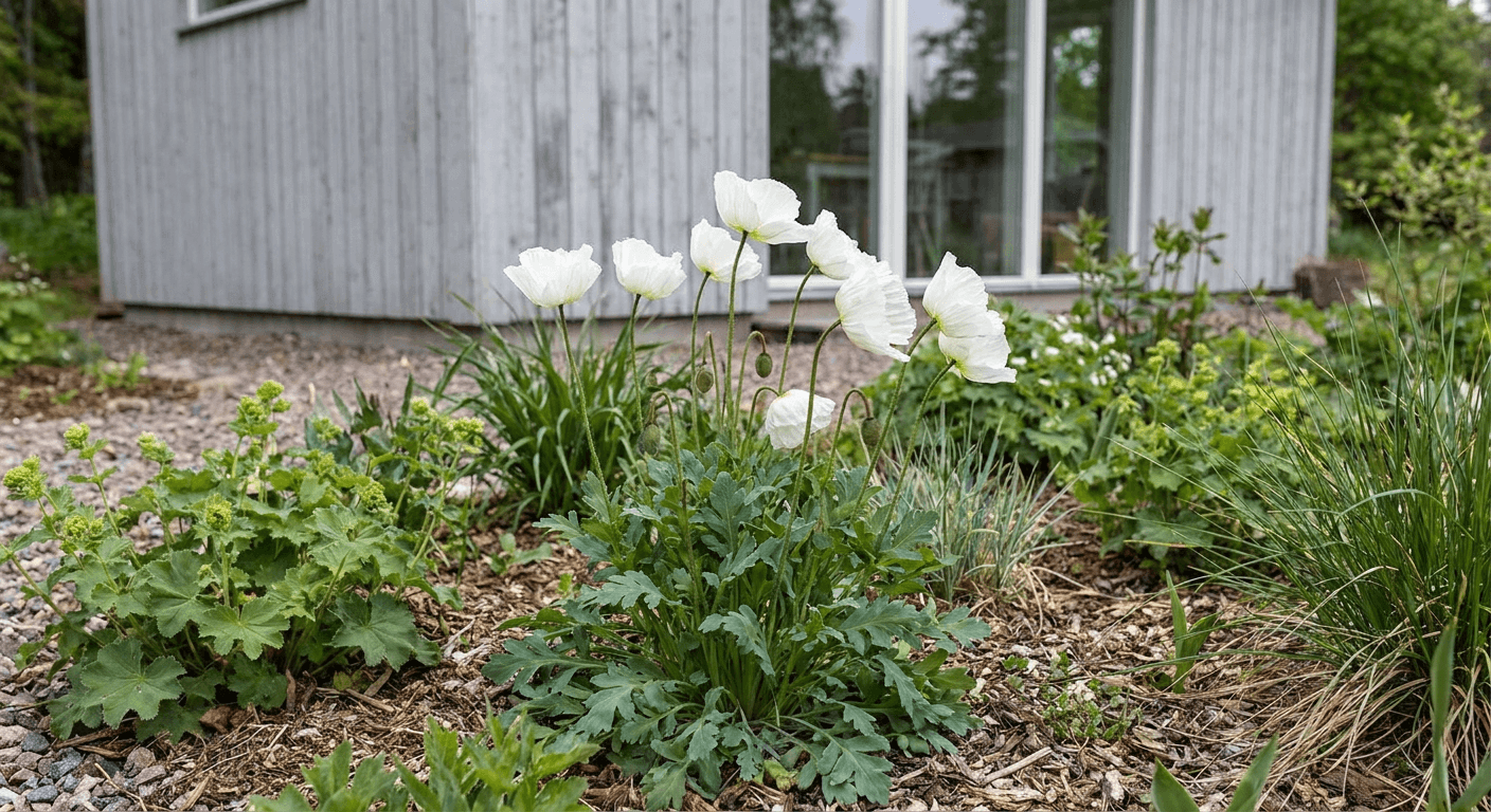 Fjällvallmo 'Alba' – vita blommor för stenpartier
