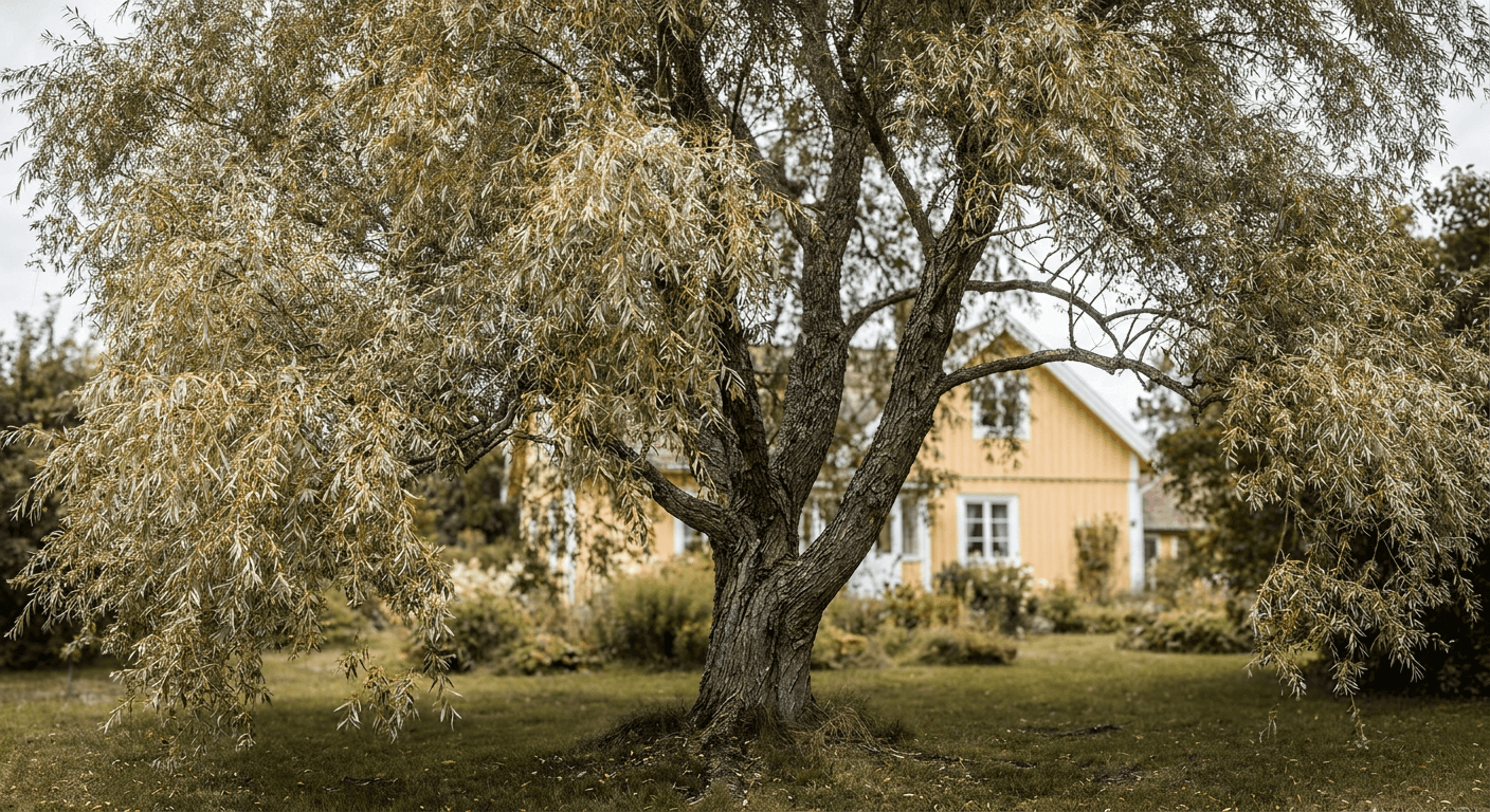 Kaskadpil – guldgul bark och hängande grenar
