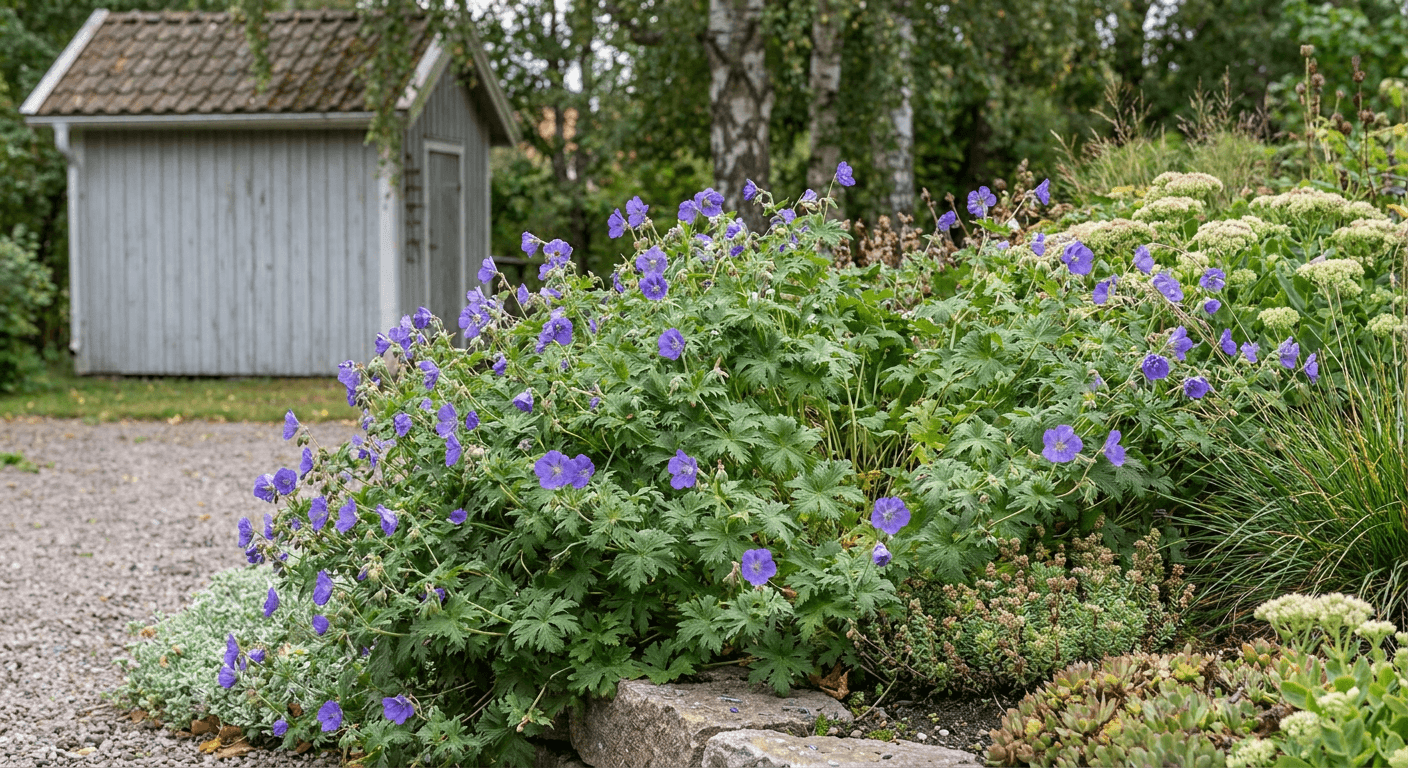 Pärlnäva – violett blomning för skuggiga lägen