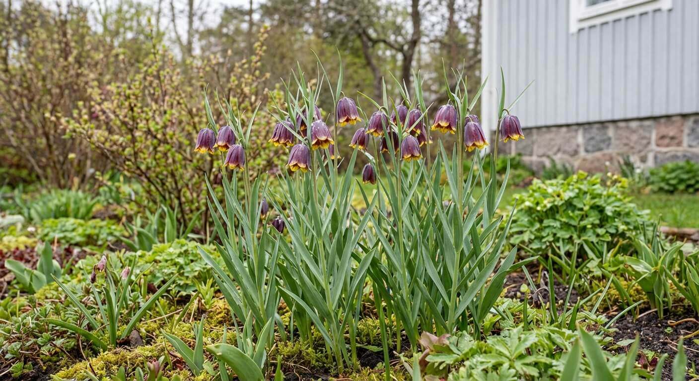 Michailovskijs klocklilja – röd vårblommande lökväxt