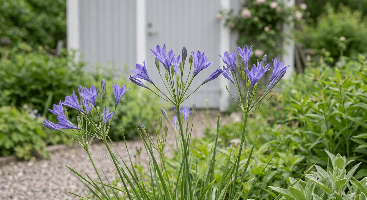Prärielök – violetta blomklasar i kruka