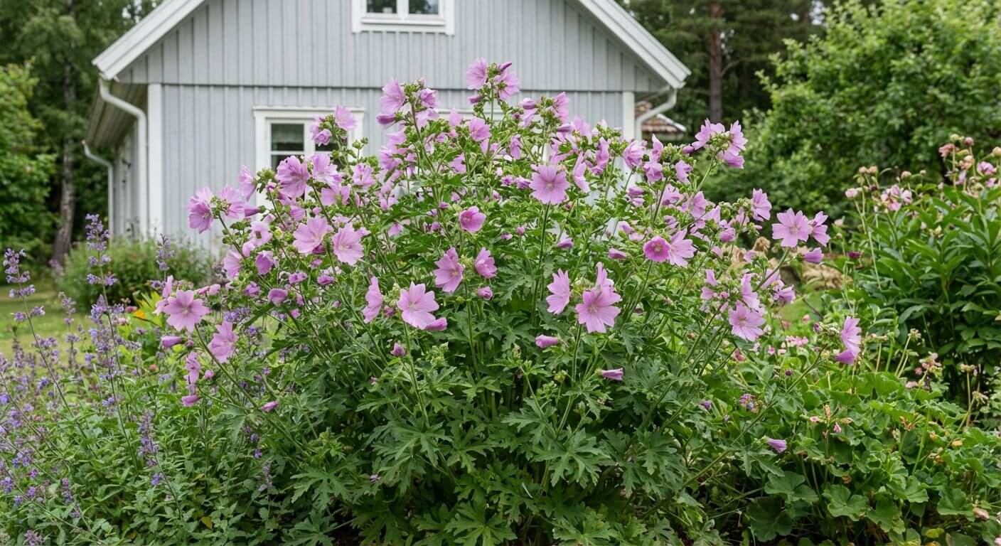 Myskmalva – rosa blommor för pollinerare