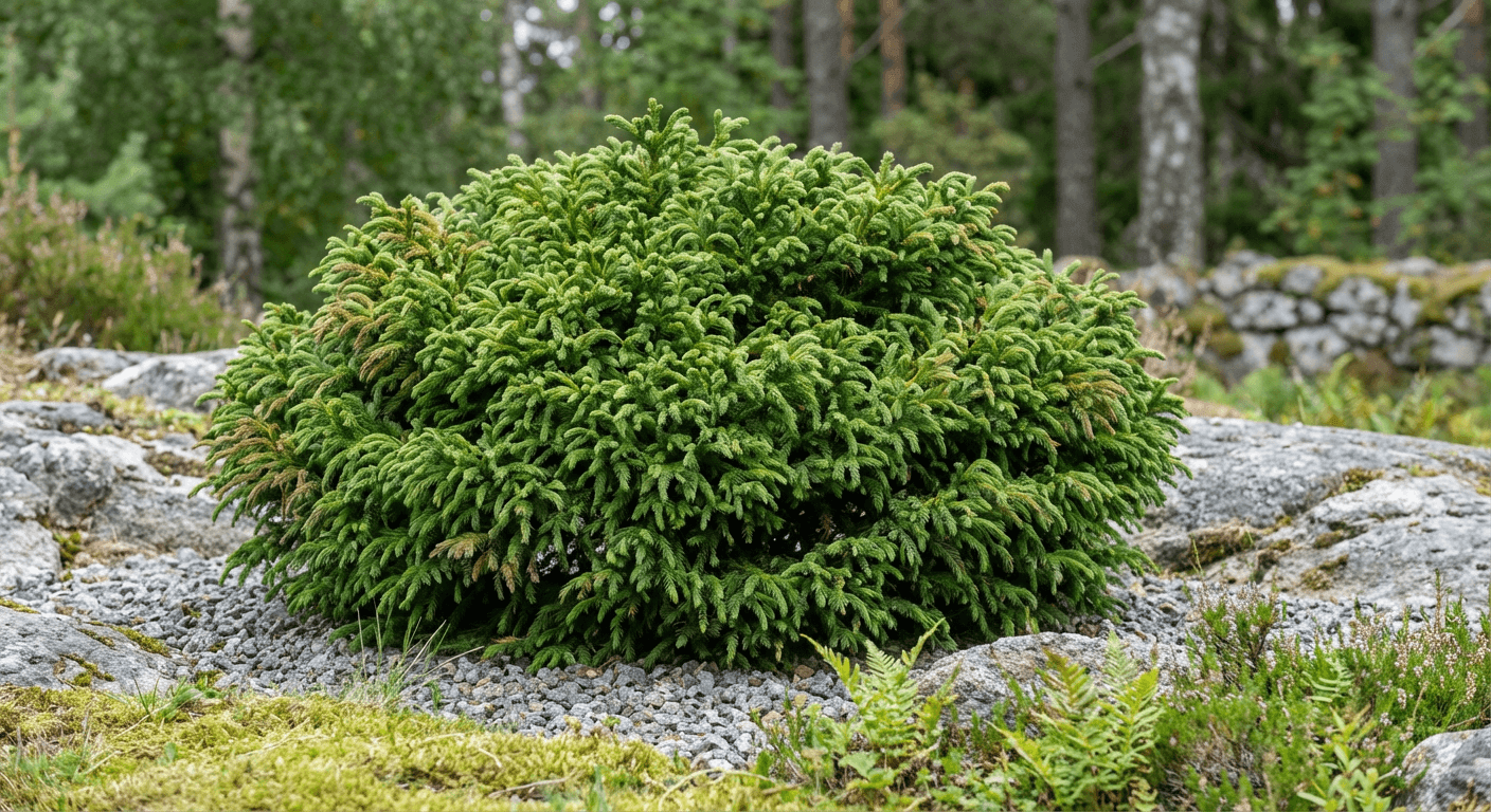 Dvärgcryptomeria 'Globosa Nana' – kompakt, grön bollformad barrväxt