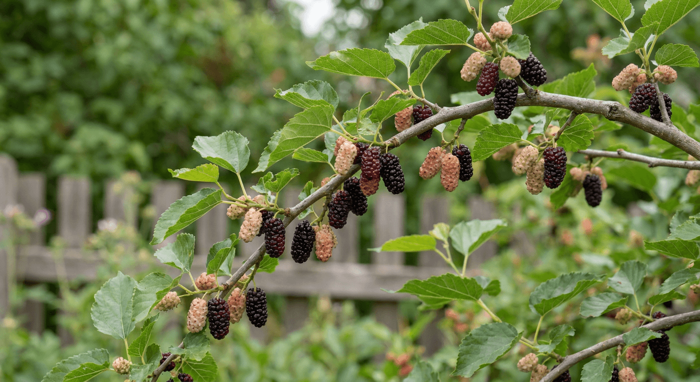 Vit mullbär 'Illinois Everbearing' – bär från juli till september