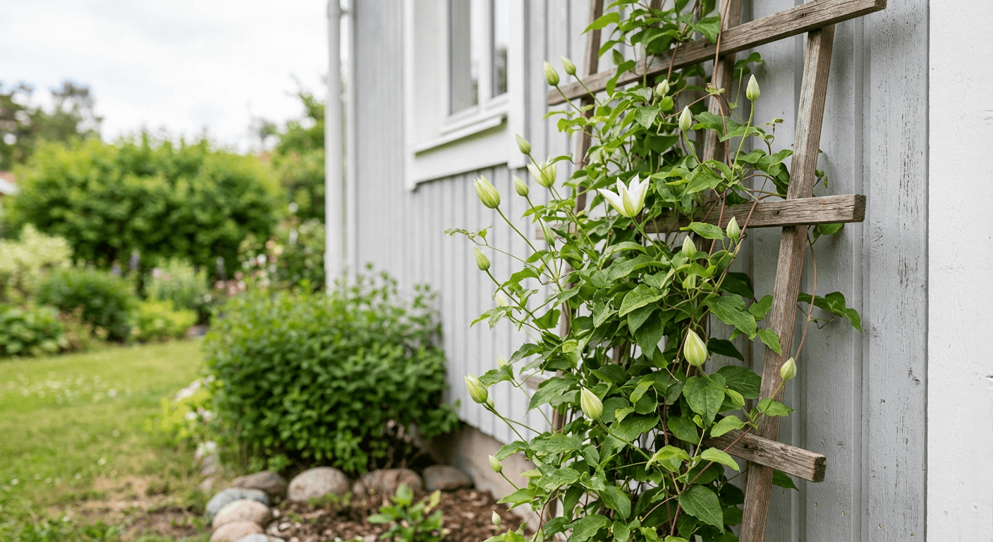 Klematis 'Summa' – purpurröda klockblommor