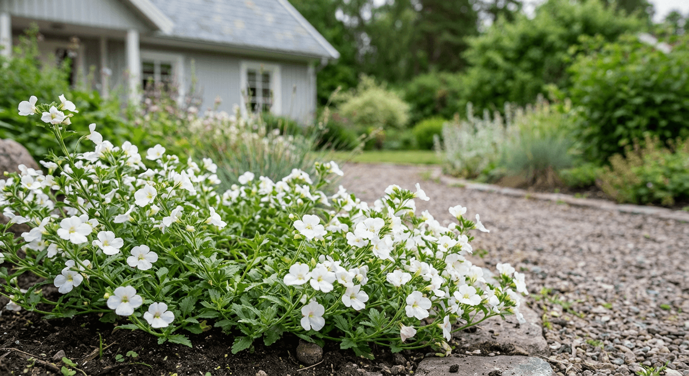 Snöflinga – blomkaskader i vitt, rosa och lila från maj till oktober