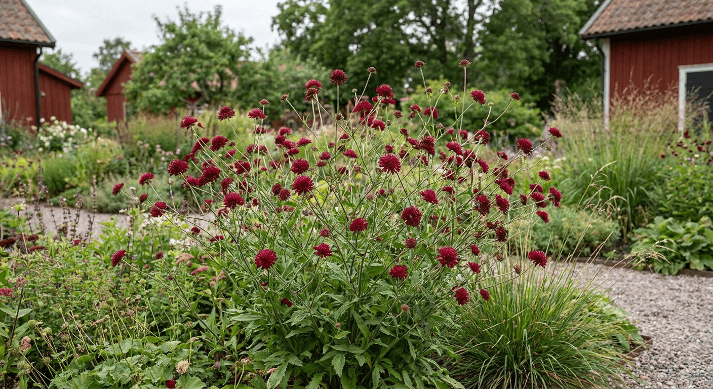 Grekvädd – rödvioletta blommor för soliga rabatter