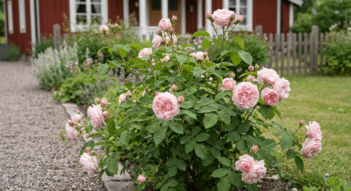 Floribundaros 'Astrid Lindgren' – rabattros med långblomning