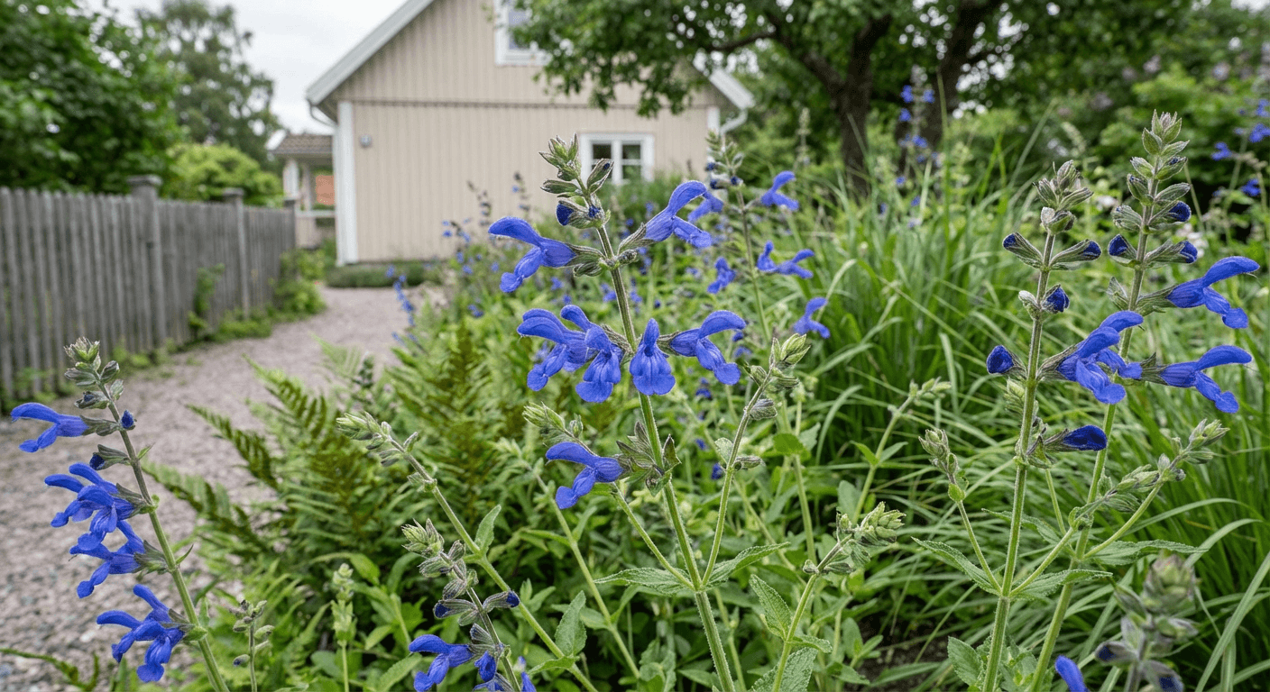 PraktSalvia 'Patens' – djupt blå sommarblomma för kruka