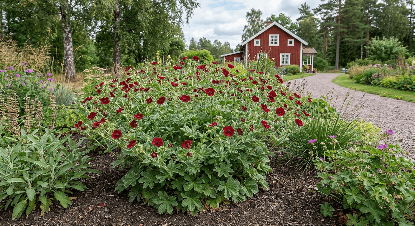 Blodfingerört mörkröd – röda blommor juni–augusti