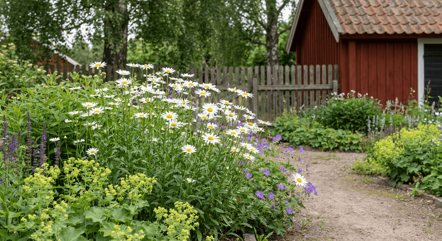 Prästkrage – härdig perenn med vita sommarblommor