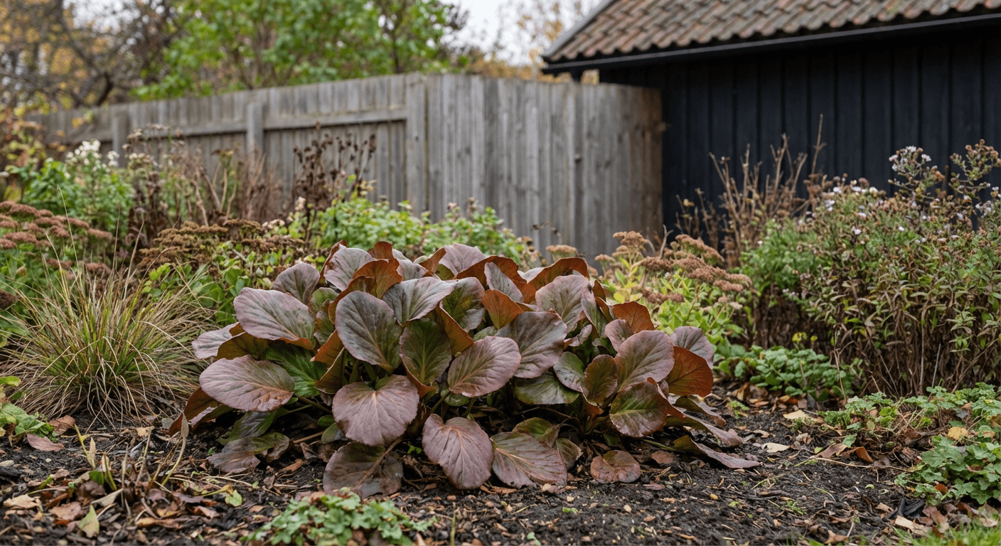 Hjärtbergenia 'Purpurea' – vintergrön perenn