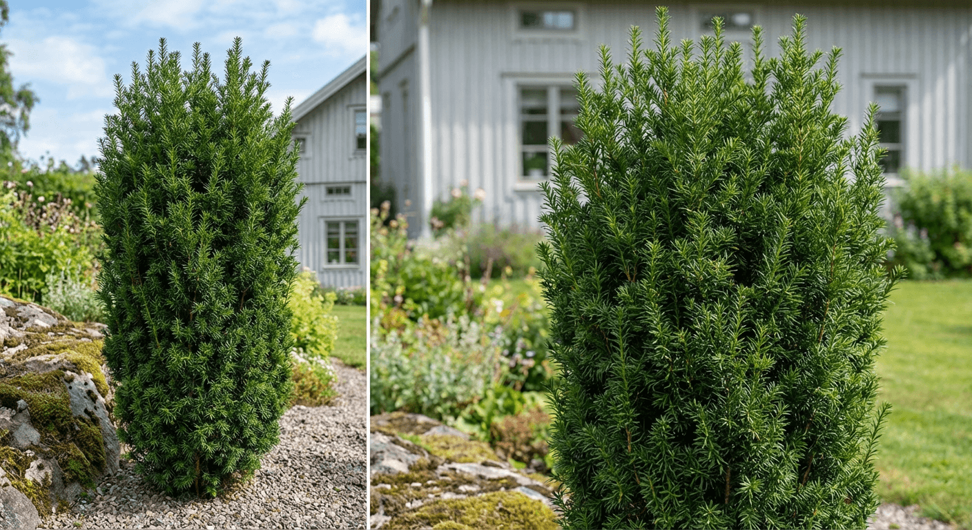 Hybrididegran 'Hillii' – pelarformad barrväxt för häckar