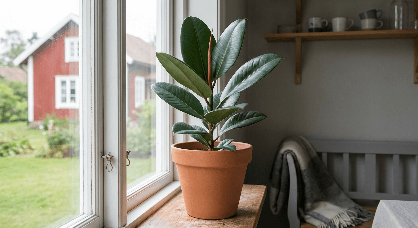 Gummiplanta – krukväxt med glänsande blad