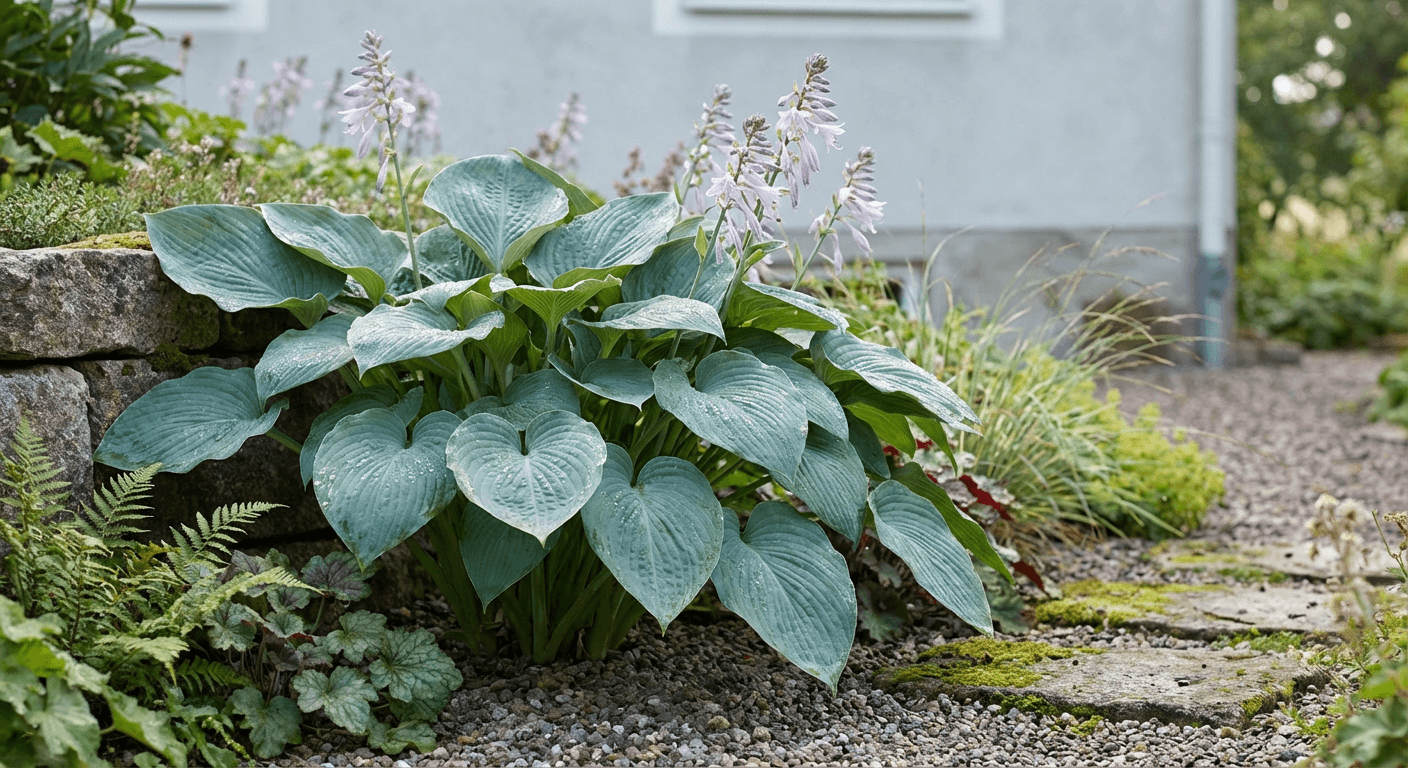 Blåfunkia 'Halcyon' – blågröna blad för skuggan
