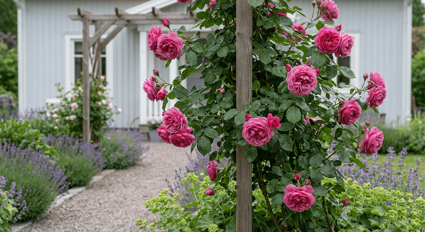 Klätterros 'William Baffin' – härdig och blomstrande