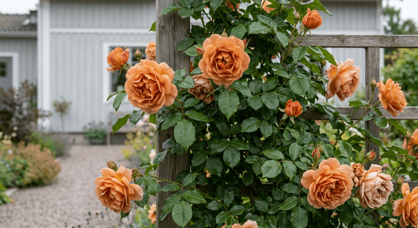 Ros 'Westerland' – kraftig buskros med kopparorange blommor