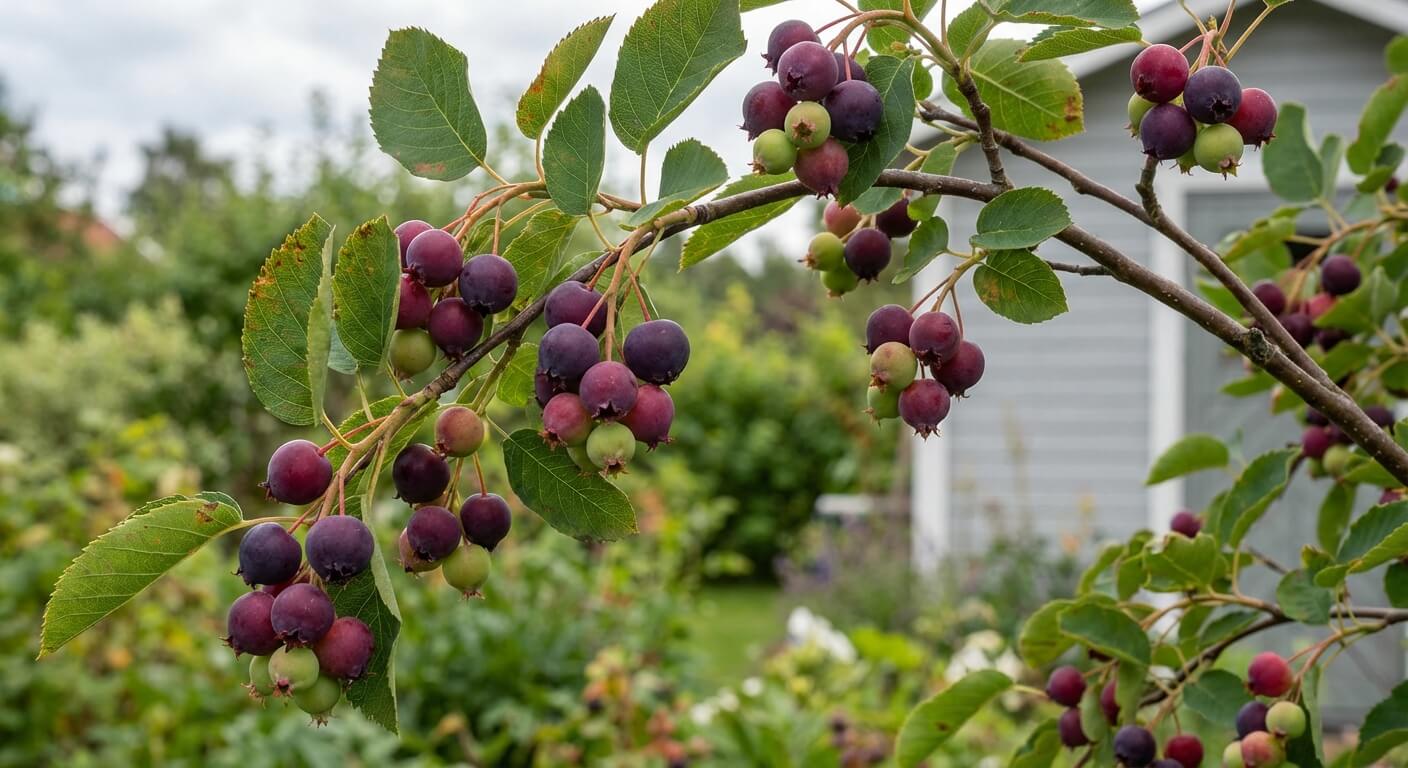 Bärhäggmispel 'Thiessen' – härdig bärbuske för juli