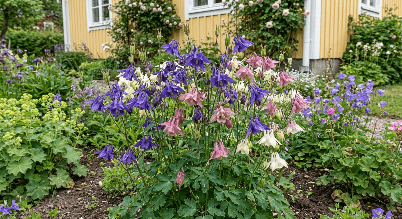 Akleja – klockformade blommor för halvskugga