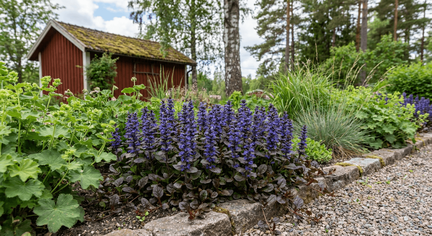 Revsuga – tålig marktäckare med blå blommor