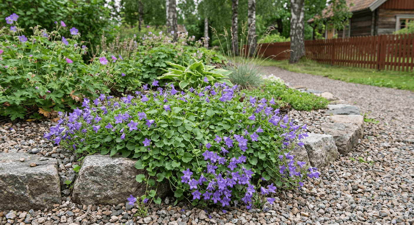 Murklocka – lavendelblå blommor för skuggiga stenpartier