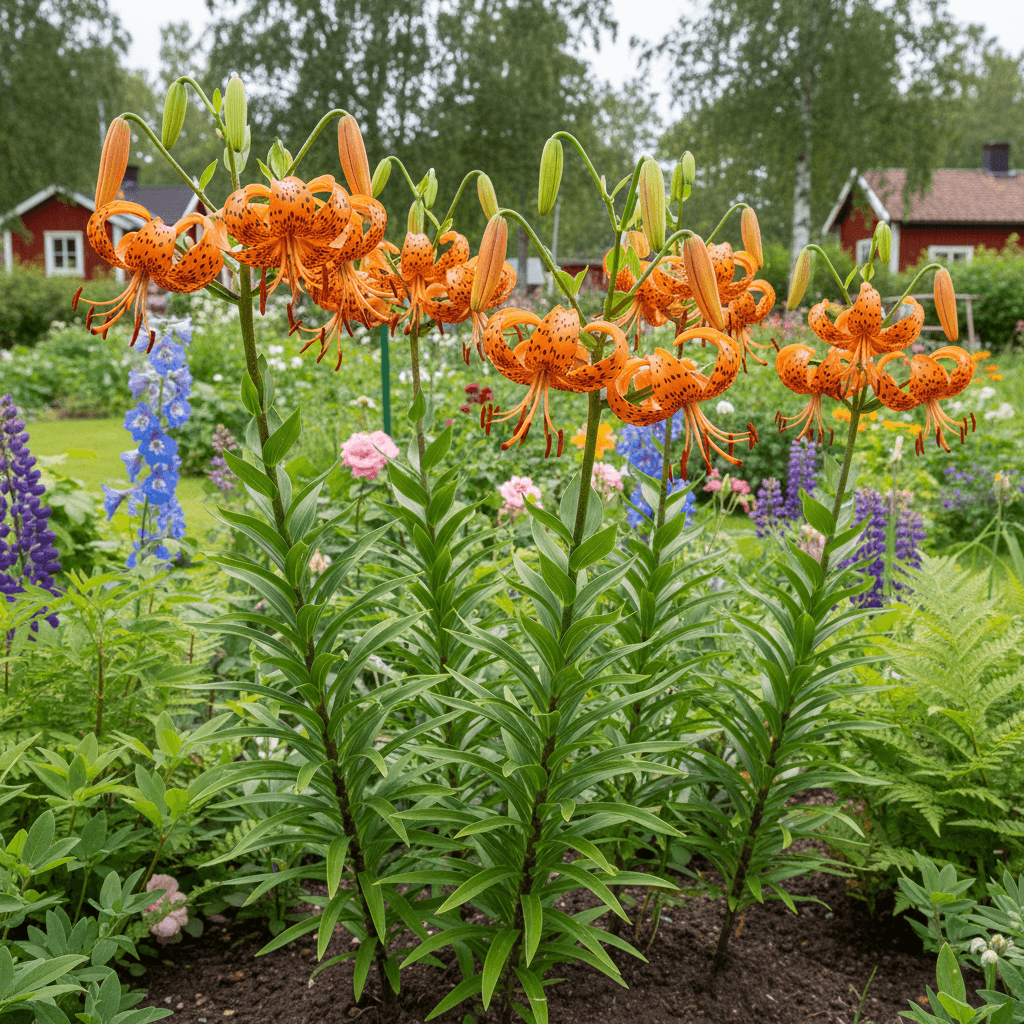 Tigerlilja – orangeröd sommarblommare med svarta prickar