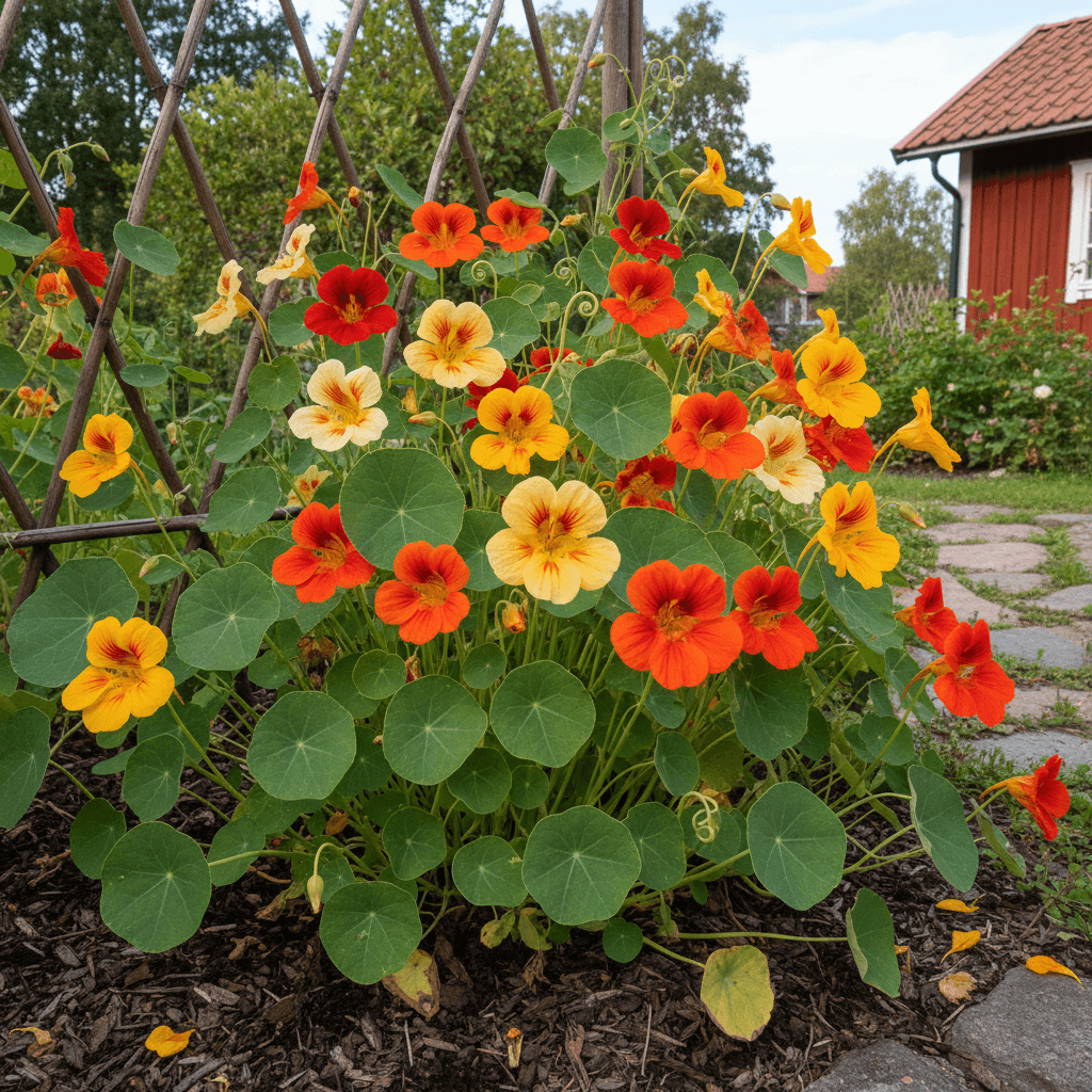 Indiankrasse – ätbar sommarblomma för sol och halvskugga