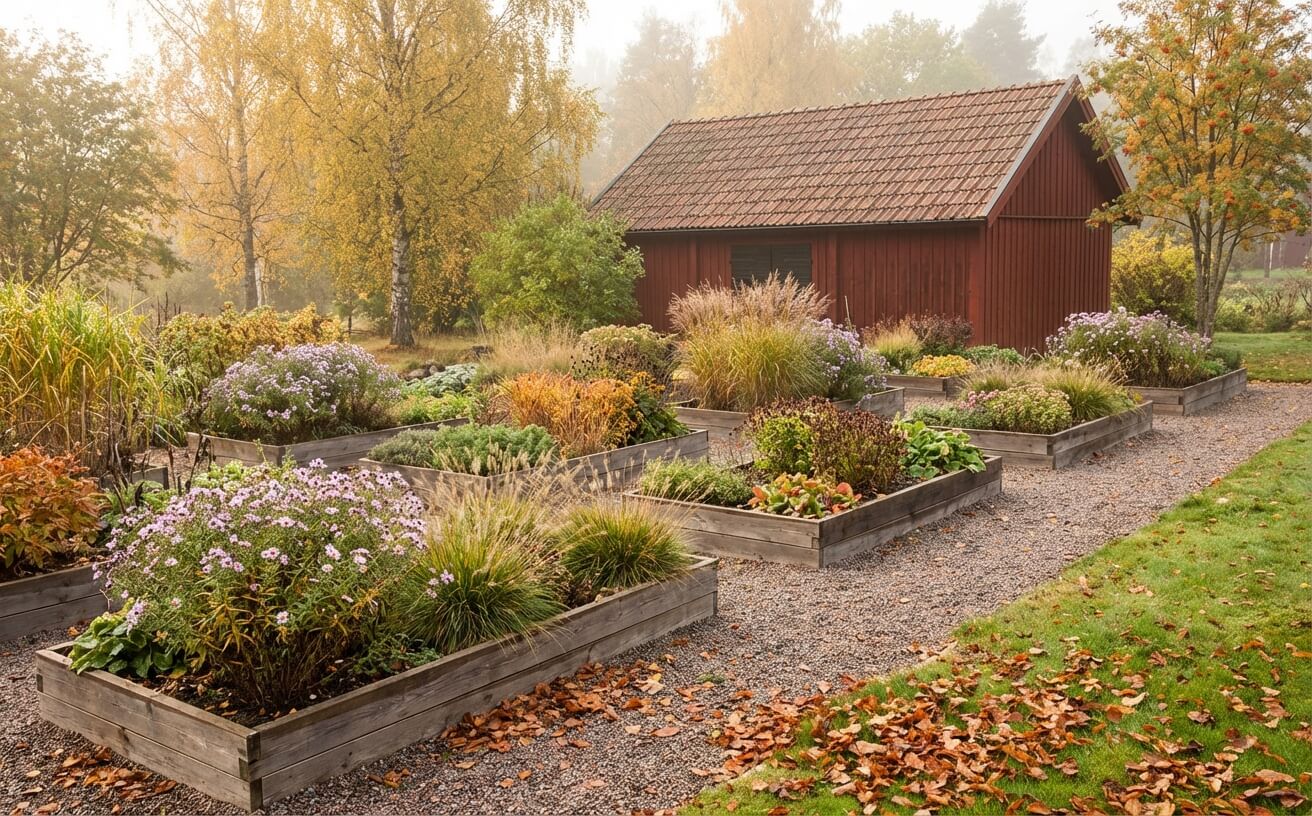 Oktober trädgårdsbild